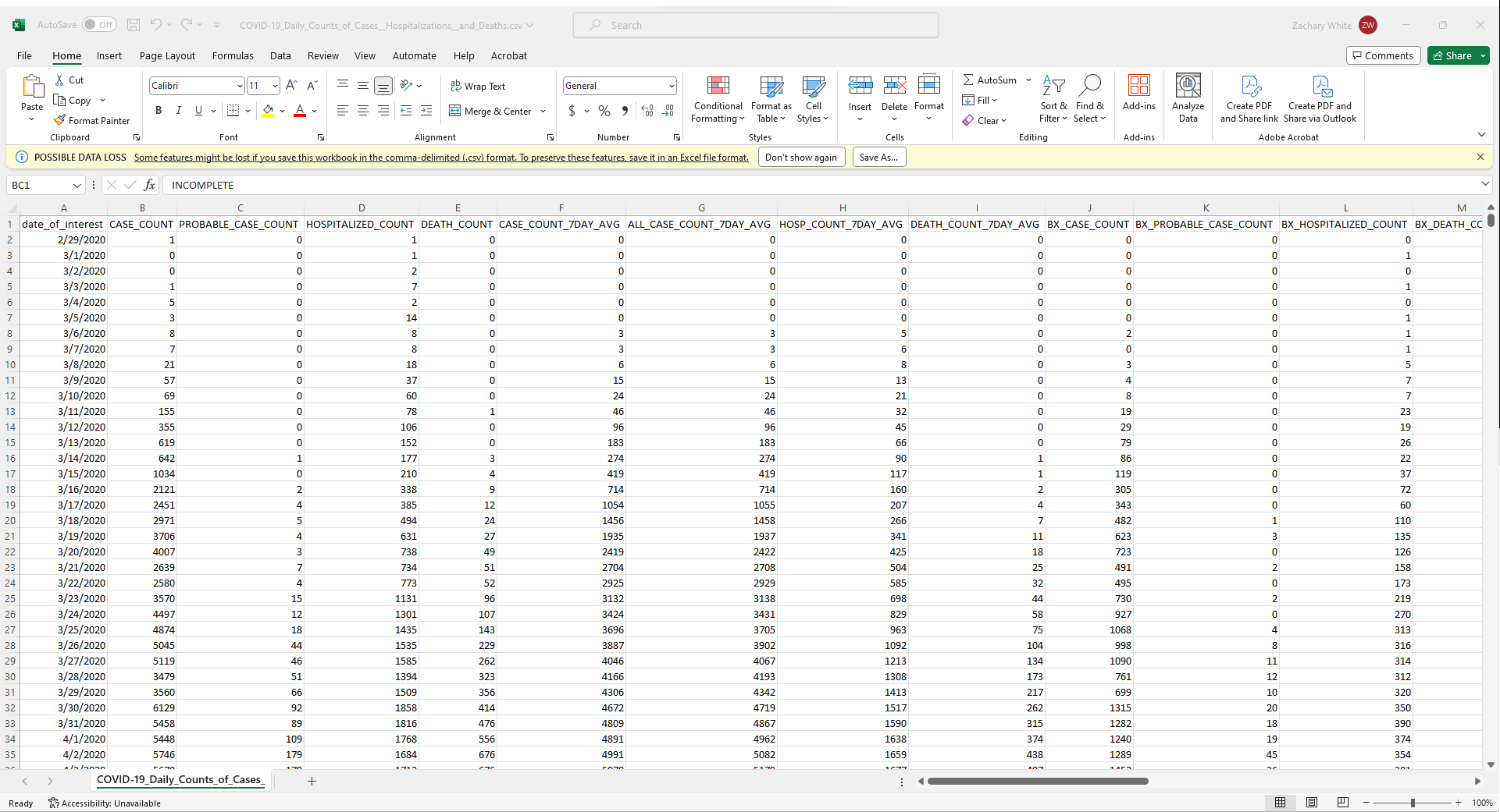 CSV Filein Excel