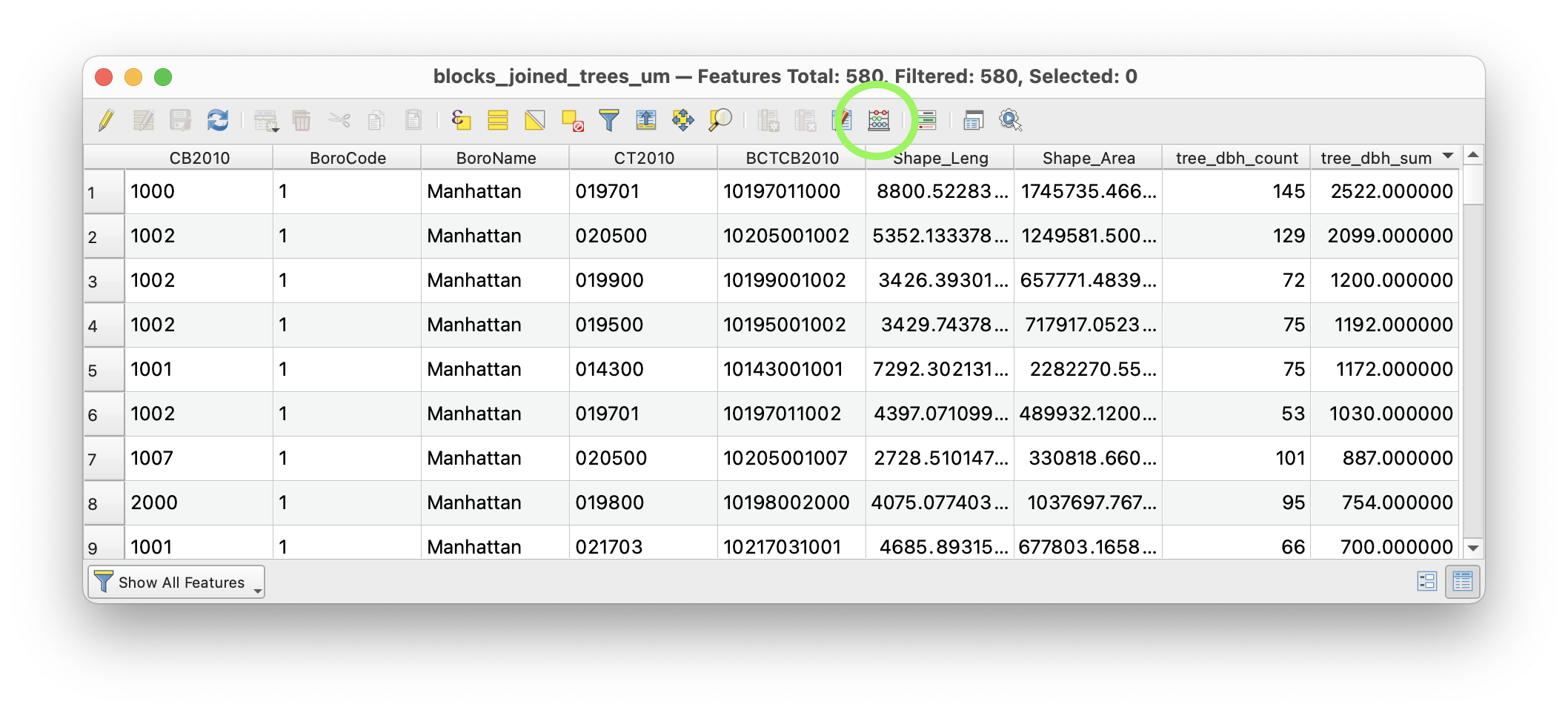 attribute table of join results