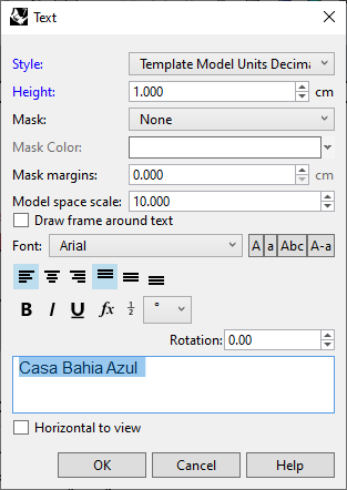 text dialog box